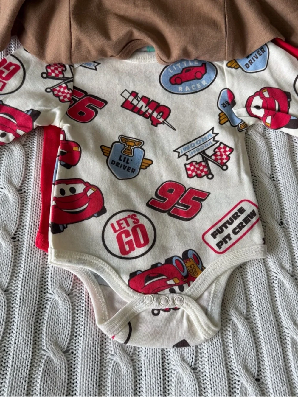 Disney Cars Baby Onesie Set 3 6 Mo NEW Long Sleeve 3 Pcs Lightning McQueen LMQ
